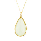 Teardrop Chalcedony In Woven Gold Fill Wire Necklace
