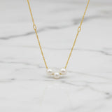 Gold-filled 3 Pearl Necklace