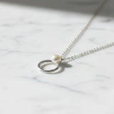 Silver Pearl Open Circle Necklace