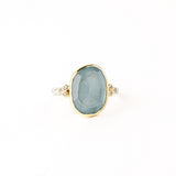 Aquamarine Ring with Diamond Clusters