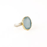Aquamarine Ring with Diamond Clusters