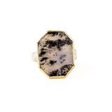 Moss Agate Portrait Cut Rowan Ring
