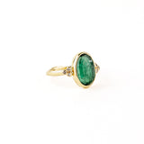 Green Kyanite Ring with Diamonds