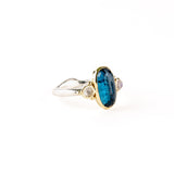 Teal Moss Kyanite Ring with Moonstones