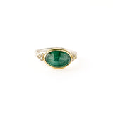 Green Kyanite Oval Ring with Diamonds