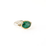 Green Kyanite Oval Ring with Diamonds
