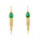 Teardrop Emerald Tassel Earrings