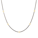 Stone, 18k & Oxidized Silver Textile Station Necklace