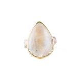 Pear Rainbow Moonstone Sea Kelp Ring