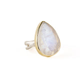 Pear Rainbow Moonstone Sea Kelp Ring