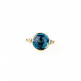 Round London Blue Topaz Ring with Diamonds