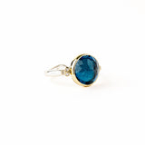 Round London Blue Topaz Ring with Diamonds