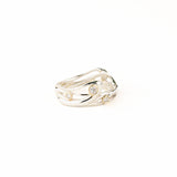 Wide Stringy Band with 3 Diamonds Rings