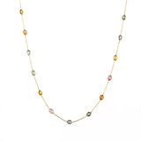 14k Rainbow Sapphire Station Necklace