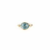 Gold Native Aquamarine Ring with Diamond Clusters