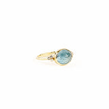 Gold Native Aquamarine Ring with Diamond Clusters