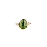 Green Tourmaline Ring with Diamonds