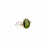 Green Tourmaline Ring with Diamonds