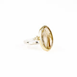 Rutilated Quartz Ring with Gold Beads