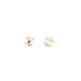 White Topaz Round Faceted Studs
