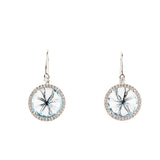 Swiss Blue Topaz Diamond Halo 8mm Studs