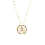 Rainbow Moonstone Diamond Bezel Round Necklace