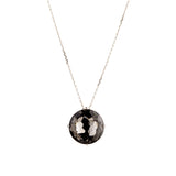 Black Night Quartz Round Faceted Pendant Necklace