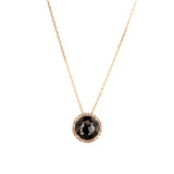 Black Night Quartz Diamond Bezel Round Necklace