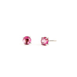 Pink Topaz Round Faceted Studs