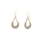 14k & Sterling Chain Link & Crescent Pave Earrings