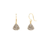 14k & Sterling Small Triangle Pave Earrings