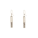 Sterling Pave Diamond Open Rectangle Earrings