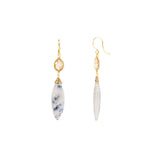 Rainbow Moonstone and Diamond Drop Earrings