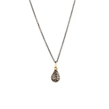 14K & SS Pave Diamond Small Teardrop Necklace