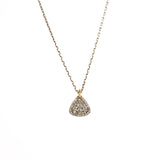 14k & SS Small Pave Diamond Triangle Necklace