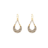 14k & Sterling Chain Link & Crescent Pave Earrings