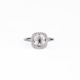 White Topaz 8mm Round Faceted Ring