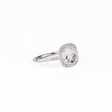 White Topaz 8mm Round Faceted Ring