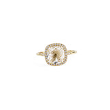 White Topaz 8mm Round Faceted Ring