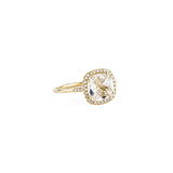 White Topaz 8mm Round Faceted Ring