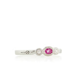 Pink Sapphire Oval and Round Charm Ring
