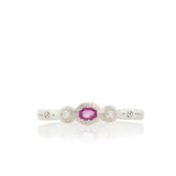 Pink Sapphire Oval and Round Charm Ring
