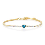 CZ Tennis Bracelet with Turquoise Heart