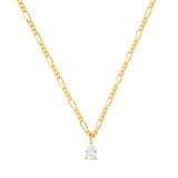 Gold Figaro Chain Pear Shape CZ Pendant