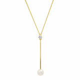 Pearl and CZ Chain Y-Necklace