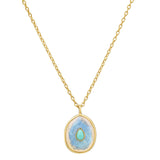 Oval Moonstone with inset Turquoise Necklace