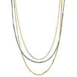 Triple Strand Chain & Zircon Necklace