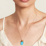 Turquoise and Freshwater Pearl Charm Necklace