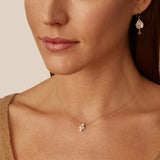 14k Small Freshwater Pearl Cross Necklace