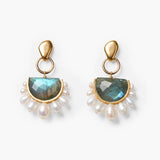 Labradorite Pearl Burst Earrings